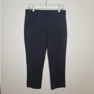 Lady Pinseeker Golf black flat front capri pants with button details- 6